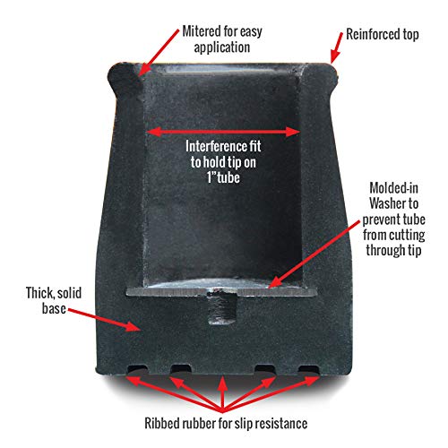 Cotterman GripTips™ rolling warehouse ladder rubber feet, crutch tip kit 1" tube set of 4, replacement feet or crutch tips for rolling ladders and stands. - Image 3