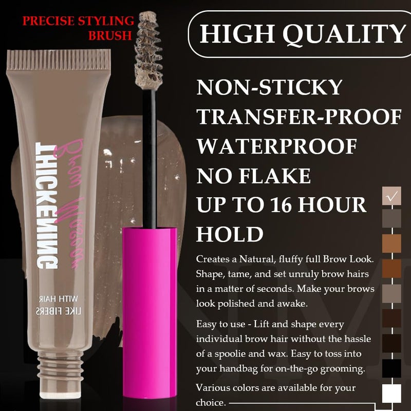 BINGBRUSH Tinted Thickening Brow Mascara,Brow Fast Sculpt,Waterproof, Transfer-proof, Brush to Fill in Eyebrows and Cover Gray Hairs - Cruelty Free - Light Medium Brown (1pc 01 Taupe) - Image 2