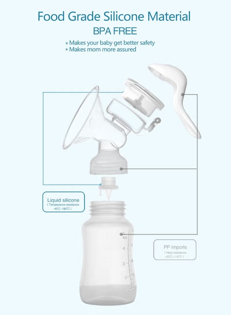 ALLTOMOM Portable Manual Silicone Breast Pump 150ML BPA Free Easy to Clean Ideal for Travel and Home Use - Image 3