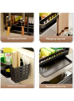 Cozy Nest Wall-Mounted Metal Shower and Sink Caddy with Removable Utensil Holder, Drain Tray, Towel Rack, and Hooks, Space-Saving Organizer for Dish Soap, Sponges, Brushes, Toiletries, and Towels  - Image 5