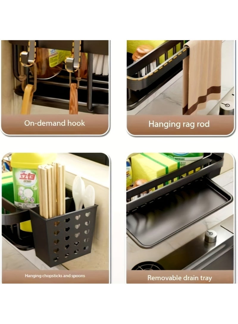 Cozy Nest Wall-Mounted Metal Shower and Sink Caddy with Removable Utensil Holder, Drain Tray, Towel Rack, and Hooks, Space-Saving Organizer for Dish Soap, Sponges, Brushes, Toiletries, and Towels - Image 5