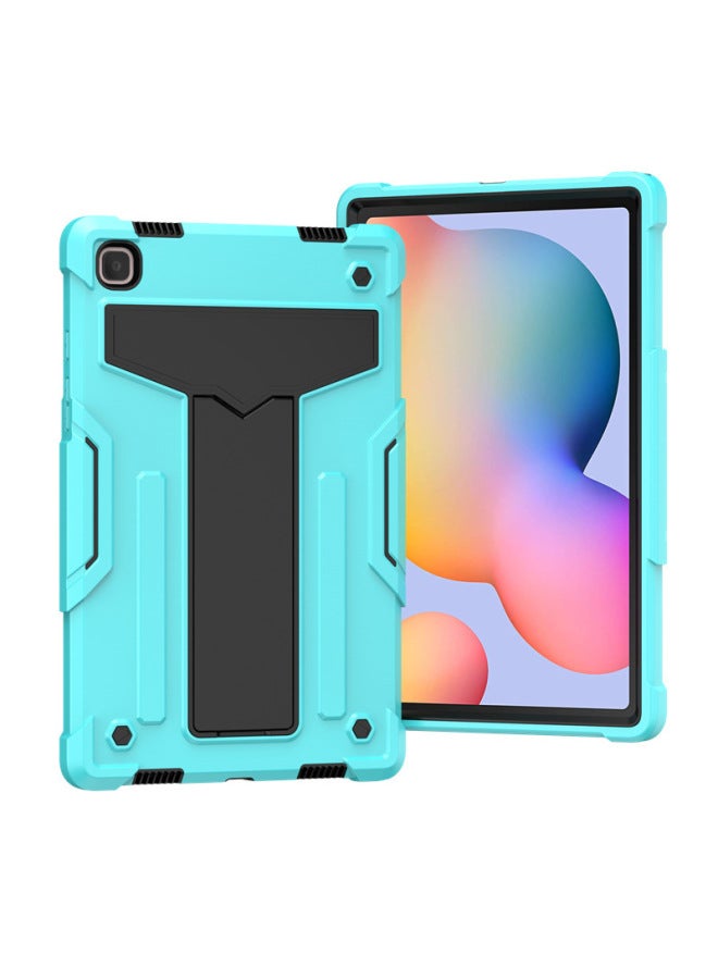 For Samsung Tab S7 Protective Case 10.5 Leather Case T500 Color Contrast Robot T290 Silicone All-inclusive Anti-bracket-Color:Black-Applicable Model:A7 T500/T507