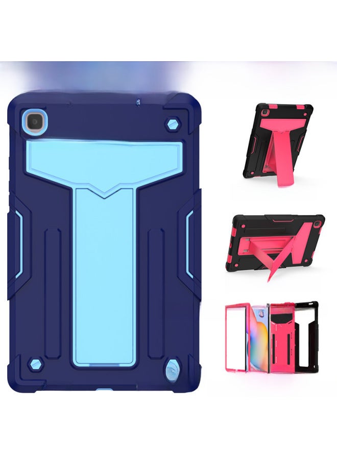 For Samsung Tab S7 Protective Case 10.5 Leather Case T500 Color Contrast Robot T290 Silicone All-inclusive Anti-bracket-Color:Black-Applicable Model:A7 T500/T507