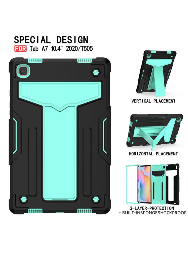 For Samsung Tab S7 Protective Case 10.5 Leather Case T500 Color Contrast Robot T290 Silicone All-inclusive Anti-bracket-Color:Black-Applicable Model:A7 T500/T507