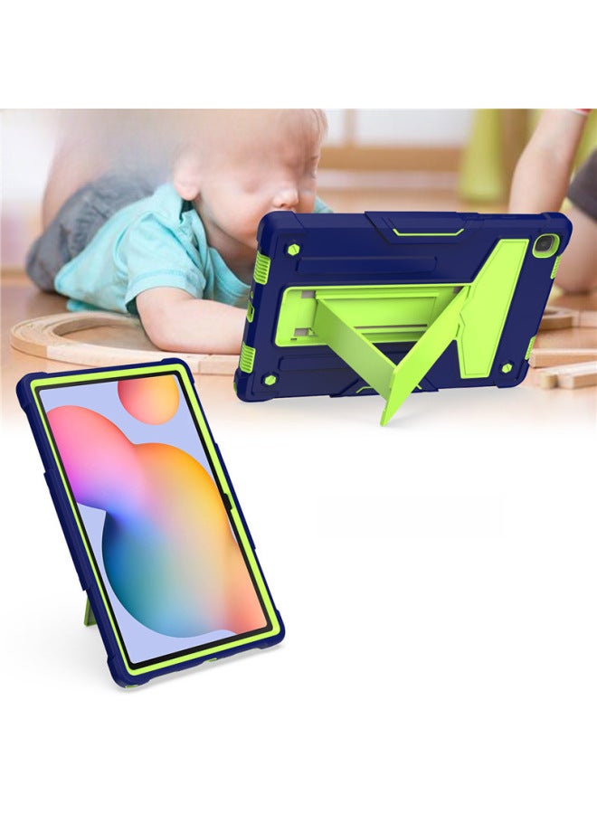 For Samsung Tab S7 Protective Case 10.5 Leather Case T500 Color Contrast Robot T290 Silicone All-inclusive Anti-bracket-Color:Black-Applicable Model:A7 T500/T507