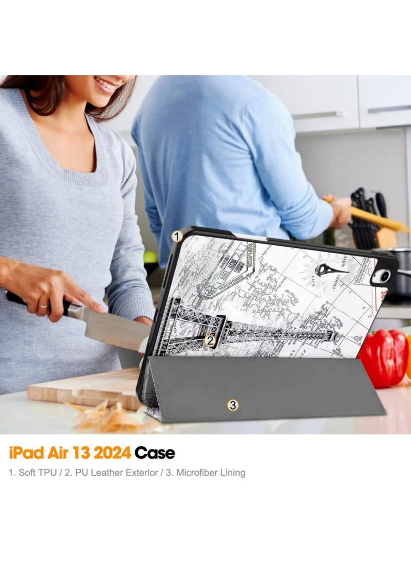 غطاء واحد لجهاز iPad Air 13 (2024)، رفيع وخفيف، مصنوع من غلاف صلب واقٍ، مع حامل قلم وتوقف تلقائي للاستعداد، مناسب لجهاز iPad Air 13 بوصة. - Image 3