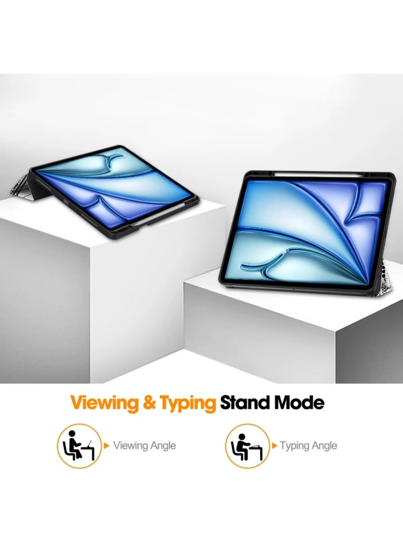 غطاء واحد لجهاز iPad Air 13 (2024)، رفيع وخفيف، مصنوع من غلاف صلب واقٍ، مع حامل قلم وتوقف تلقائي للاستعداد، مناسب لجهاز iPad Air 13 بوصة. - Image 4