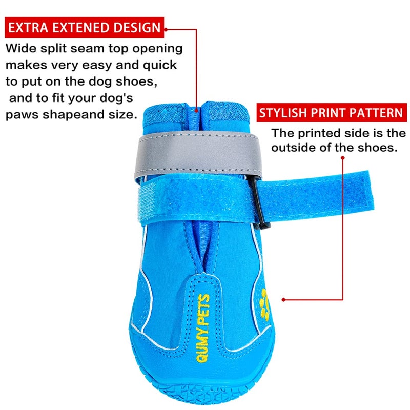QUMY Dog Shoes for Large Dogs, Medium Dog Boots & Paw Protectors for Winter Snowy Day, Summer Hot Pavement, Water-Resistant in Rainy Weather, Outdoor Walking, Indoor Hardfloors Skid-Resistant Sole - Image 3