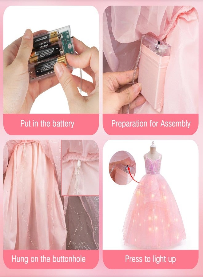 DIGI Witch Costume for Girls- Halloween Light Up Girls Costume Pink Dress Set, Halloween Birthday Cosplay Costumes for Kids 4-12 Years - Image 5