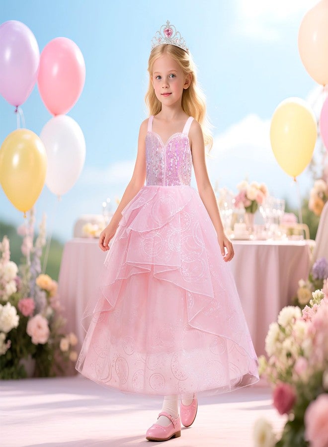 DIGI Witch Costume for Girls- Halloween Light Up Girls Costume Pink Dress Set, Halloween Birthday Cosplay Costumes for Kids 4-12 Years - Image 4