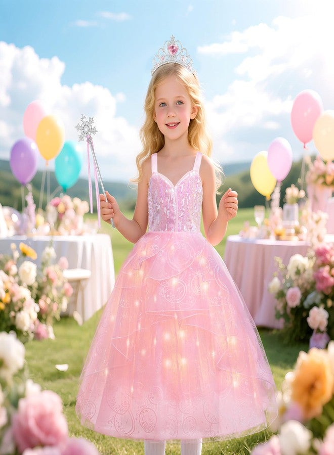 DIGI Witch Costume for Girls- Halloween Light Up Girls Costume Pink Dress Set, Halloween Birthday Cosplay Costumes for Kids 4-12 Years - Image 2