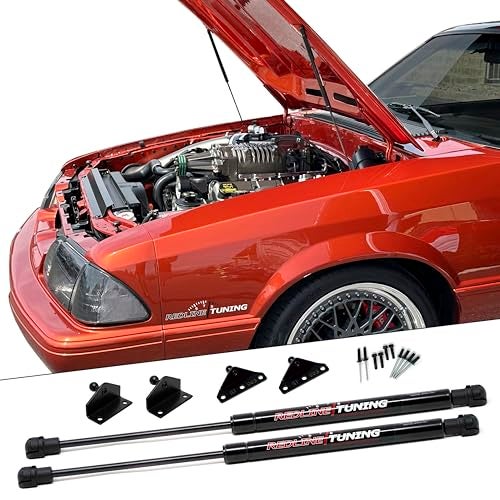 Redline Tuning 21-11012-02 Hood QuickLIFT-Plus System Compatible with Ford Mustang and Mercury Capri 1979-1998 (All Black Components) - Image 1