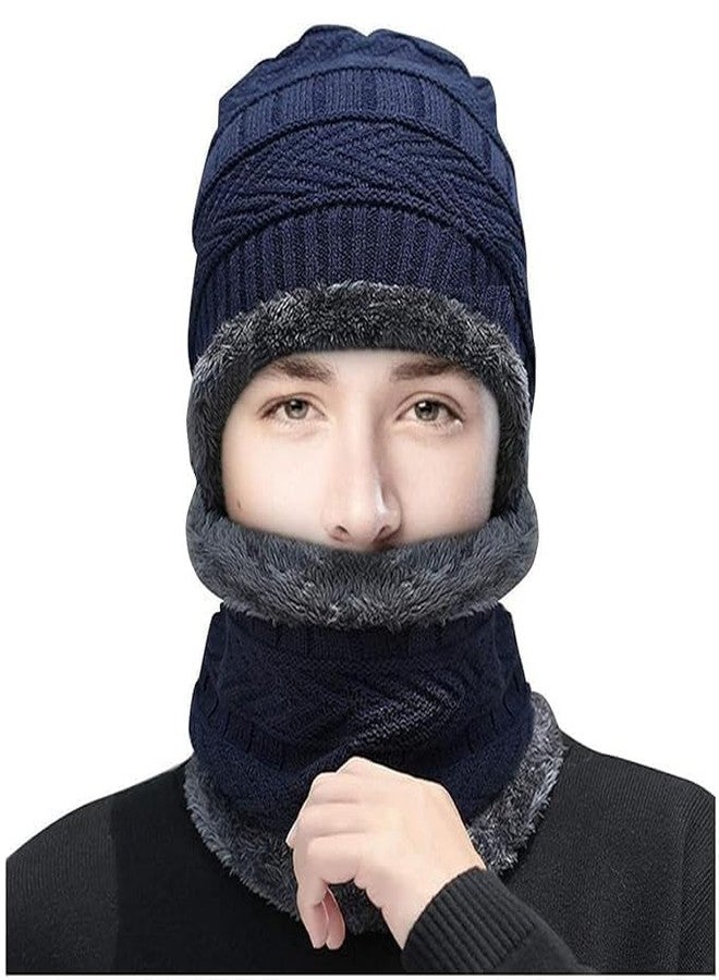 Rosario Wool Beanie Cap & Muffler for Boys,Girls, Men & Women| Woolen Cap | Woolen Topaa| Winter Cap Set | Head & Neck Warmer Multicolor - Image 1