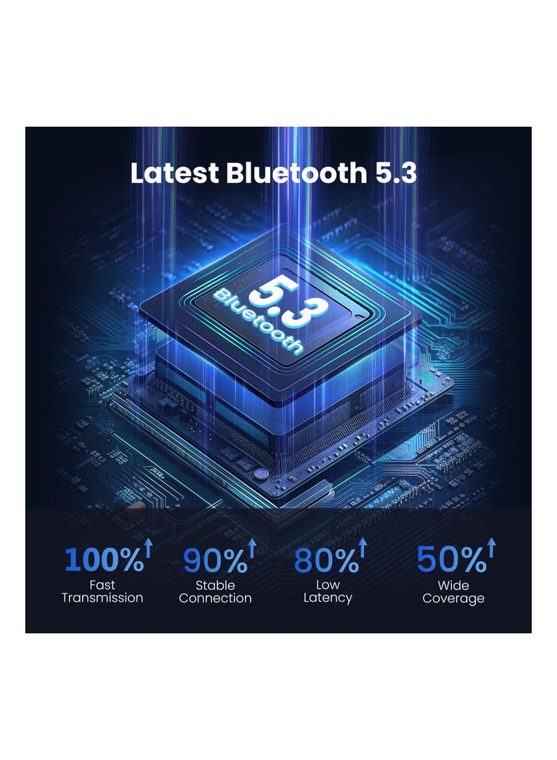 Bluetooth 5.3 Car Adapter, Wireless Audio Receiver for Home Stereo/Car Audio/Speakers/Wired Headphones, Stronger Connection, 20H Battery Life, Hands-Free Call, Noise Cancelling (Transparent) - Image 3