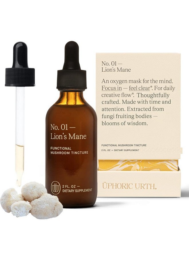 Uphoric Urth UPHORIC URTH Lions Mane Extract - Double Extracted Fruitbody Mushroom Tincture, Natural Support for Mental Clarity, Brain Function, Memory, Cell Regeneration, Creativity & Mood (60 Servings)  - Image 1
