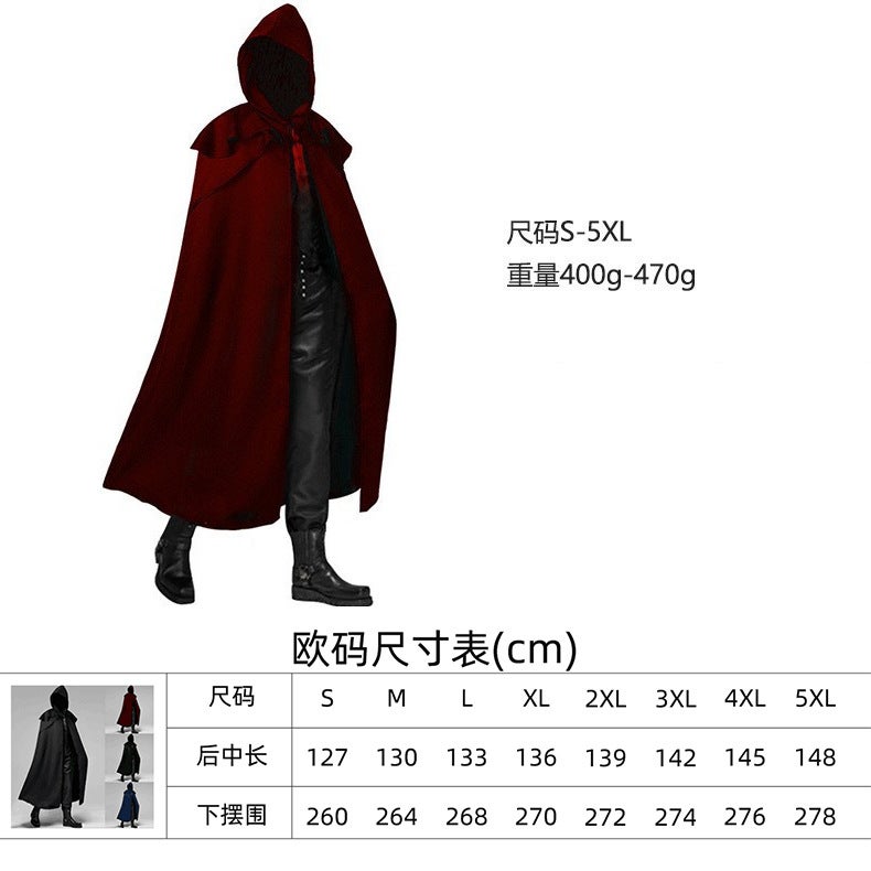 New  Party Medieval Stand-Up Collar Retro Jacquard Double-Layer Shawl on-Down Cloak - Image 1
