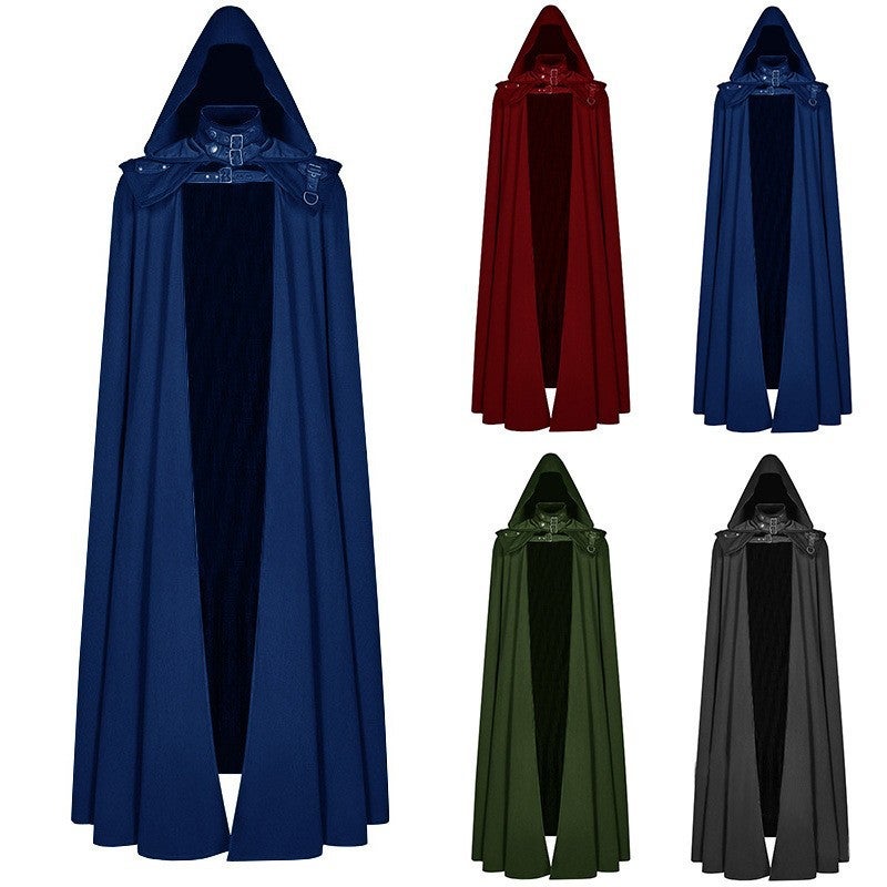 New  Party Medieval Stand-Up Collar Retro Jacquard Double-Layer Shawl on-Down Cloak - Image 3