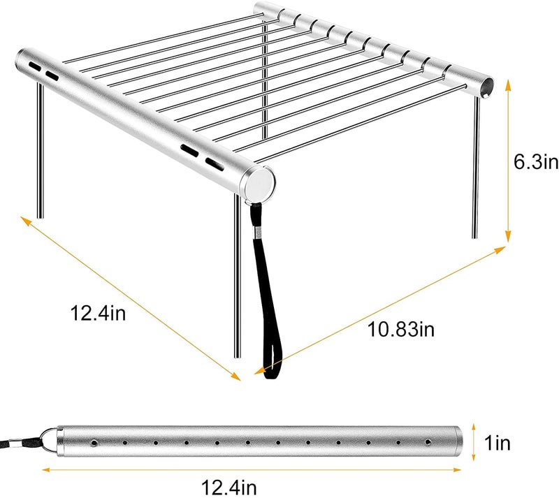 إسكدنيا Portable Folding Grill BBQ Stainless Steel Charcoal Grill Camp Stove Stand Rack Charcoal Campfire Grill for Outdoor Cooking Barbecue Camping Hiking Picnic - Image 4