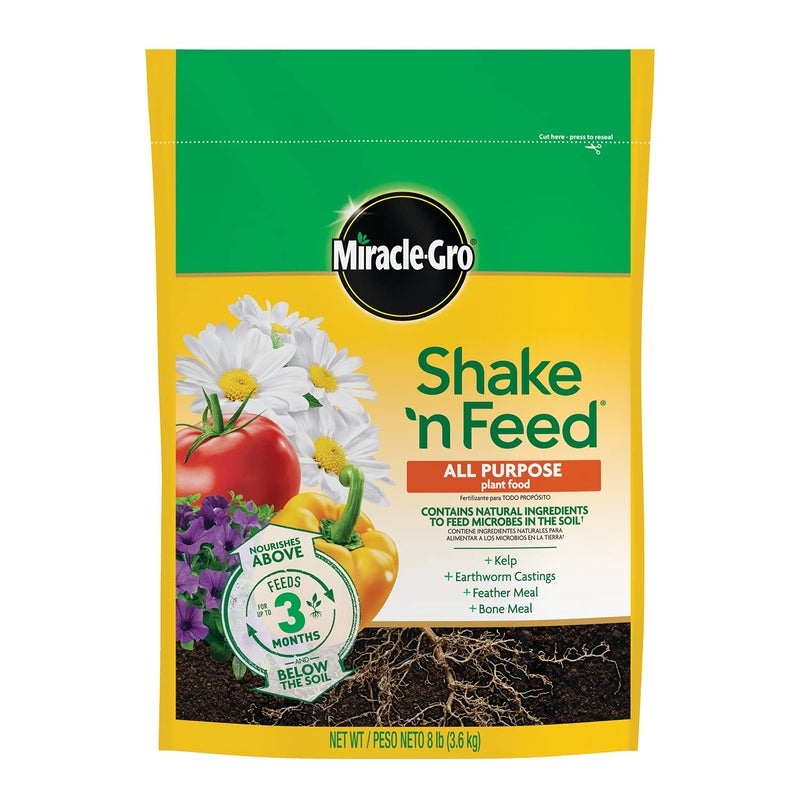 Miracle-Gro Shake 'N Feed All Purpose Plant Food, For In-Ground and Container Plants, Feeds for up to 3 Months, 8 lbs. - Image 1