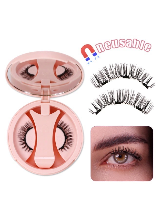 بقلم سابرينا رموش مغناطيسية قابلة لإعادة الاستخدام، زوج واحد، مجموعة رموش بدون غراء مع أداة وضع، ملقط، مرآة، علبة، رموش صناعية طبيعية وخفيفة الوزن - Image 1