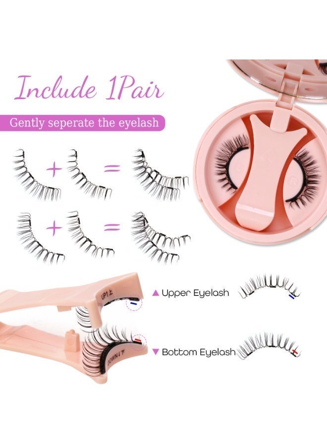 بقلم سابرينا رموش مغناطيسية قابلة لإعادة الاستخدام، زوج واحد، مجموعة رموش بدون غراء مع أداة وضع، ملقط، مرآة، علبة، رموش صناعية طبيعية وخفيفة الوزن - Image 3