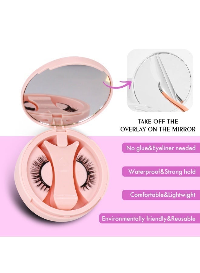 بقلم سابرينا رموش مغناطيسية قابلة لإعادة الاستخدام، زوج واحد، مجموعة رموش بدون غراء مع أداة وضع، ملقط، مرآة، علبة، رموش صناعية طبيعية وخفيفة الوزن - Image 4