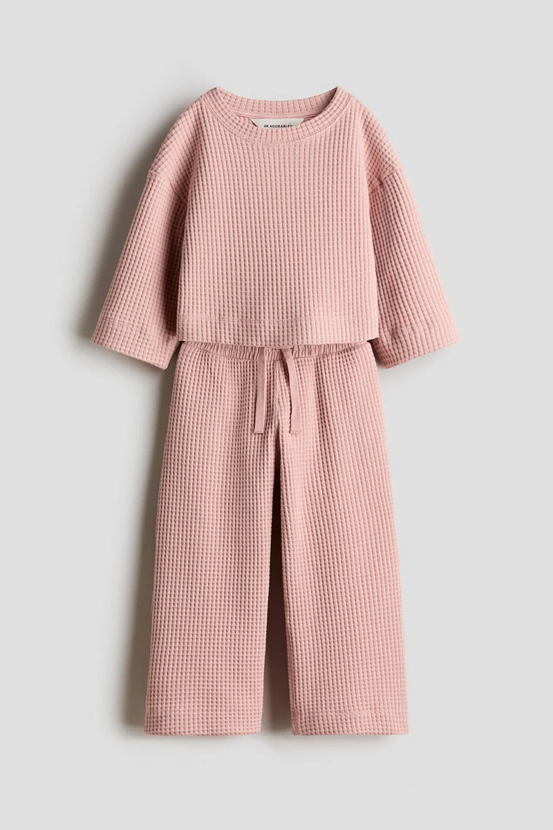 H&M 2-piece waffled jersey set