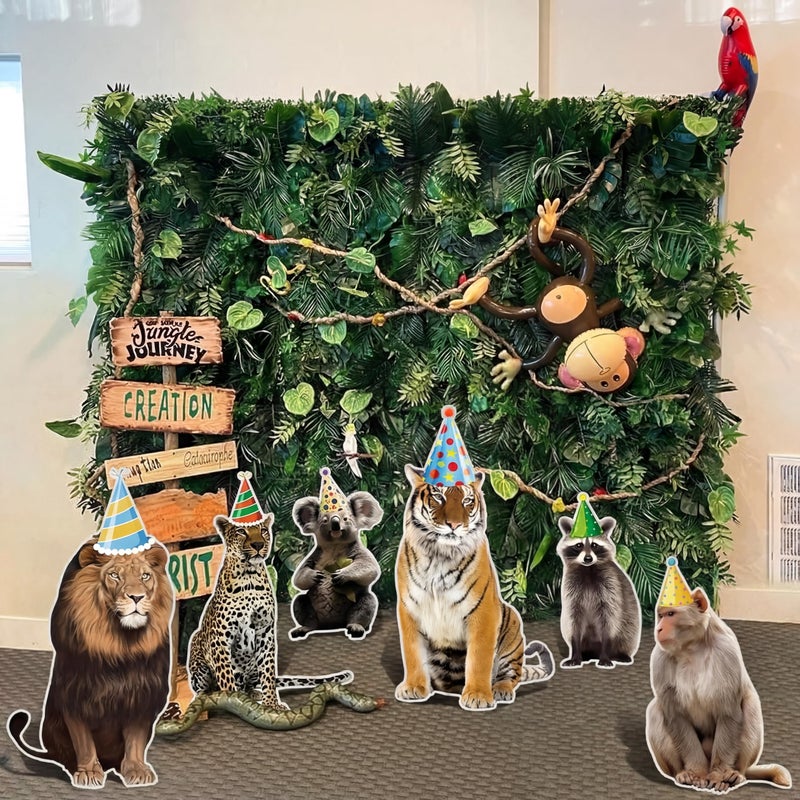 Kathfly Set of 6 Jungle Animal Party Decorations Safari Wild Animal Sign Entrance Decor Paperboard Circus Zoo Sign for Safari Birthday Baby Shower Theme Party Supplies Photo Props Booth - Image 2