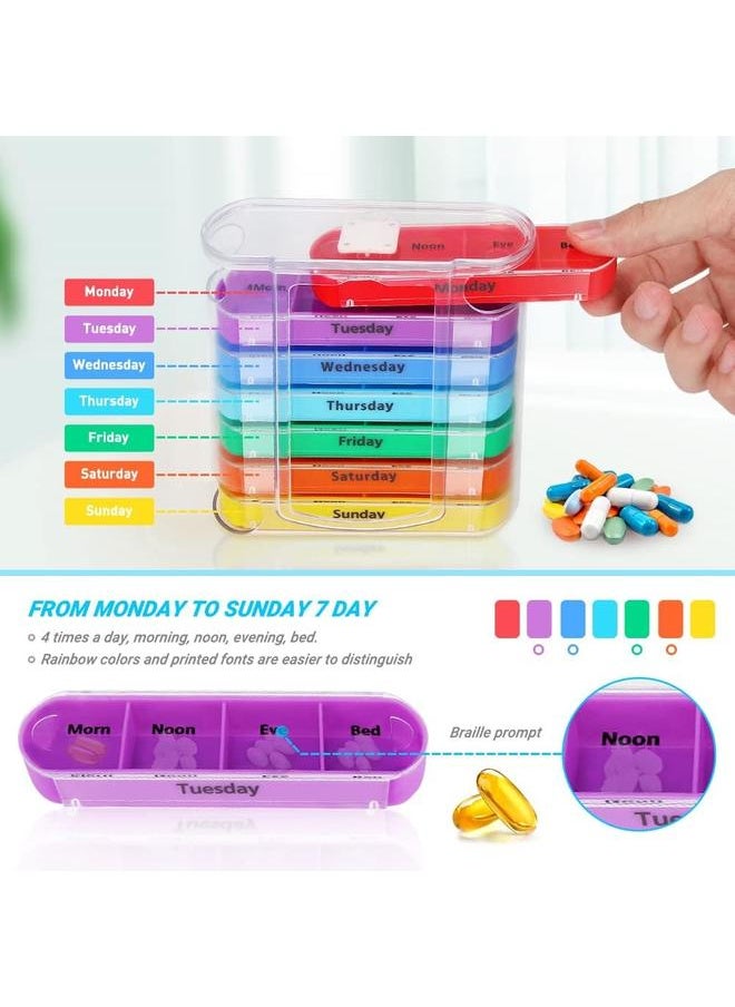yongsheng Pill Organiser 7 Day Pill Box 4 Times a Day - Weekly Tablet Organiser with 28 Compartments ，Portable Medicine Storage Box for Elderly Men Women  - Image 2