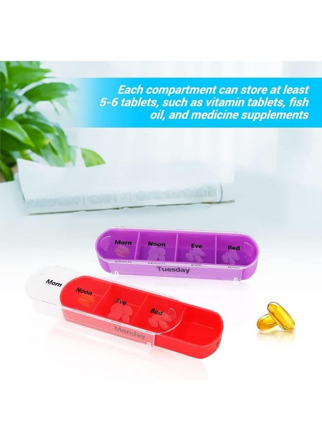 yongsheng Pill Organiser 7 Day Pill Box 4 Times a Day - Weekly Tablet Organiser with 28 Compartments ，Portable Medicine Storage Box for Elderly Men Women  - Image 3