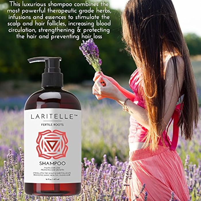 Laritelle Organic Shampoo Fertile Roots 17.5 oz – Fights Hair Loss & Promotes Healthy New Growth with Lavender, Ginger, Rosemary, Patchouli, Clary Sage – Strengthens, Nourishes & Balances Scalp - Image 2