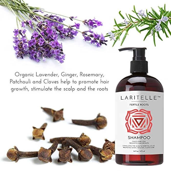 Laritelle Organic Shampoo Fertile Roots 17.5 oz – Fights Hair Loss & Promotes Healthy New Growth with Lavender, Ginger, Rosemary, Patchouli, Clary Sage – Strengthens, Nourishes & Balances Scalp - Image 3