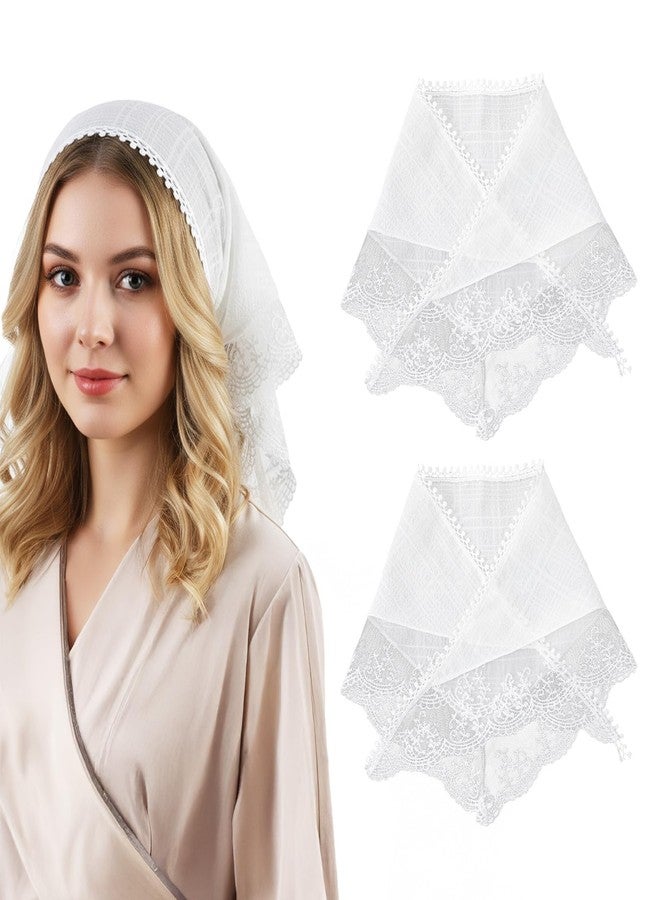WJIAAA 2 Pack Hair Scarf Headband for Women, Lace Hair Bandana, Non-Slip Soft Head Coverings Boho Triangle Kerchief Hair Accessories - Image 1