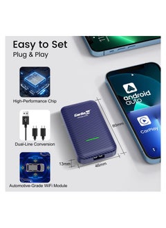 Carlin kit 4.0 Wired To Wireless CarPlay Android Auto Adapter  Car Dangle Plug And Play Easy Install Auto Connect  Fit for Factory Wired CarPlay Cars