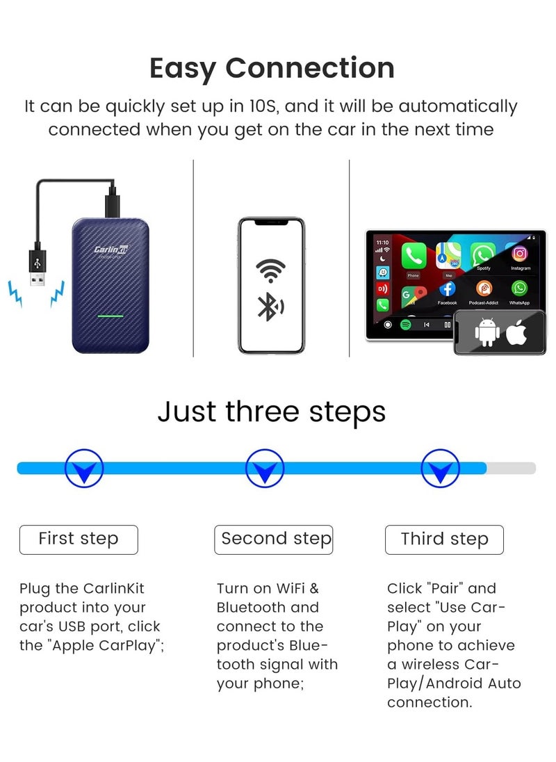مجموعة كارلين 4.0 سلكية لتشغيل السيارة اللاسلكية، محول Android التلقائي للسيارة، توصيل وتشغيل سهل التركيب، اتصال تلقائي مناسب للسيارات السلكية في المصنع 2015 2022 - pzsku/Z90C003DD8AA8B22A0D45Z/45/_/1703346114/4de9bc2d-5616-4723-8733-0f981e44e53f