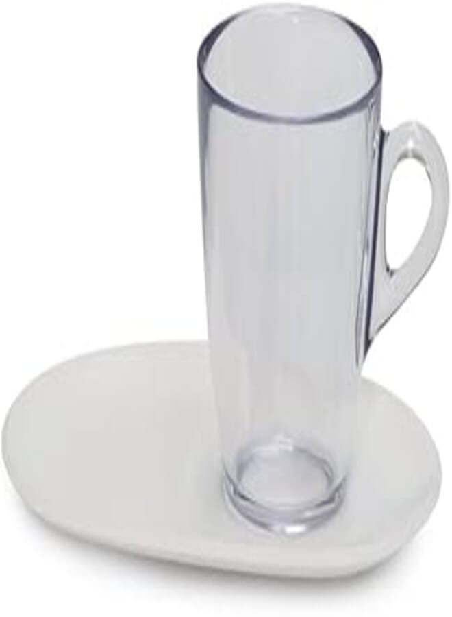 Pangea set 2 Mug Cups with Saucers - Clear