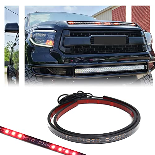 GSOWO [Enhanced Style & Visibility] 5-Bar Xenon Red 16-LED Hood Bulge Behind Grille Light Kit | Fits 2014-2021 Tundra | Premium Tundra Accessories 2014-2021 | Boosts Visibility, Elevates Tundra's Look - Image 1