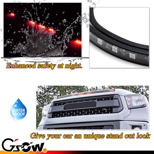 GSOWO [Enhanced Style & Visibility] 5-Bar Xenon Red 16-LED Hood Bulge Behind Grille Light Kit | Fits 2014-2021 Tundra | Premium Tundra Accessories 2014-2021 | Boosts Visibility, Elevates Tundra's Look - Image 3