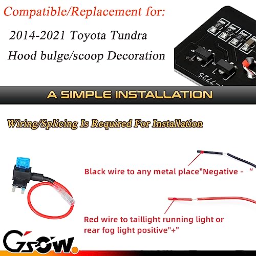 GSOWO [Enhanced Style & Visibility] 5-Bar Xenon Red 16-LED Hood Bulge Behind Grille Light Kit | Fits 2014-2021 Tundra | Premium Tundra Accessories 2014-2021 | Boosts Visibility, Elevates Tundra's Look - Image 5