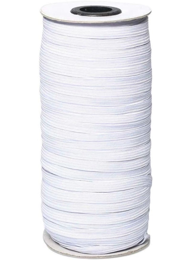 Amber Home Heavy Duty Flat Elastic Band for Sewing and Crafts (White, 3mm) 160 Yards - Image 1