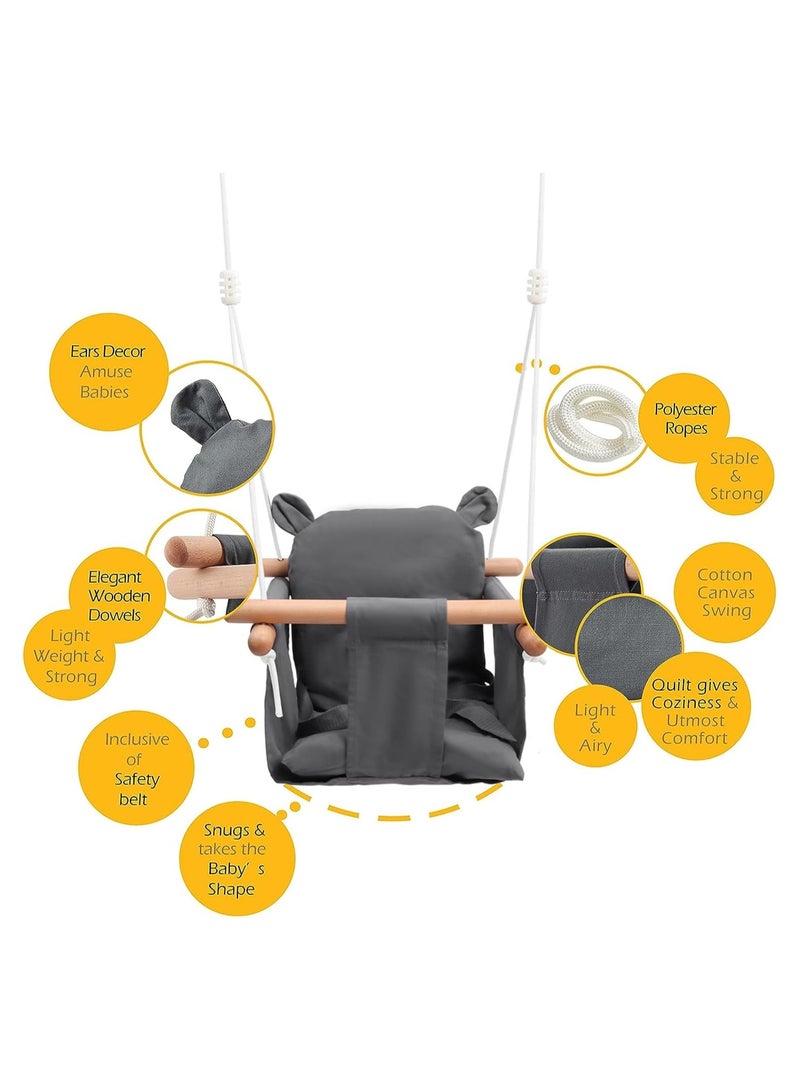 DubaiGallery Children's Cloth Pocket Swing Indoor Door Frame Baby Swing Baby Cotton and Linen Canvas Swing Family Swing - Image 3