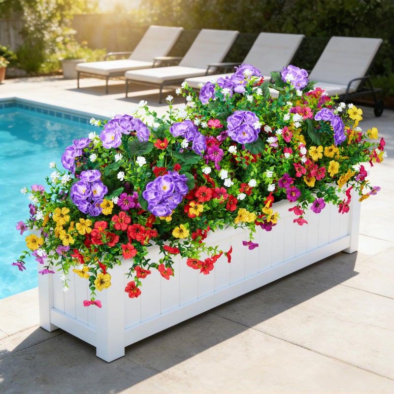 Hrobek Artificial Flowers for Outdoors Faux Plants Outside Indoor,Realistic UV Resistant Silk Fake Geranium Daisy for Home Patio Garden Back Yard Front Porch Decor Spring Summer(12 Bunches) - Image 1