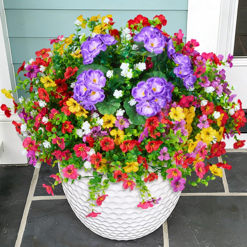 Hrobek Artificial Flowers for Outdoors Faux Plants Outside Indoor,Realistic UV Resistant Silk Fake Geranium Daisy for Home Patio Garden Back Yard Front Porch Decor Spring Summer(12 Bunches) - Image 2