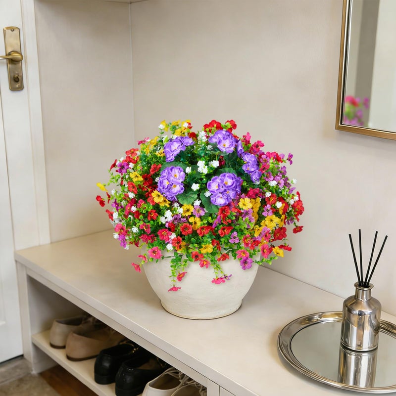 Hrobek Artificial Flowers for Outdoors Faux Plants Outside Indoor,Realistic UV Resistant Silk Fake Geranium Daisy for Home Patio Garden Back Yard Front Porch Decor Spring Summer(12 Bunches) - Image 5