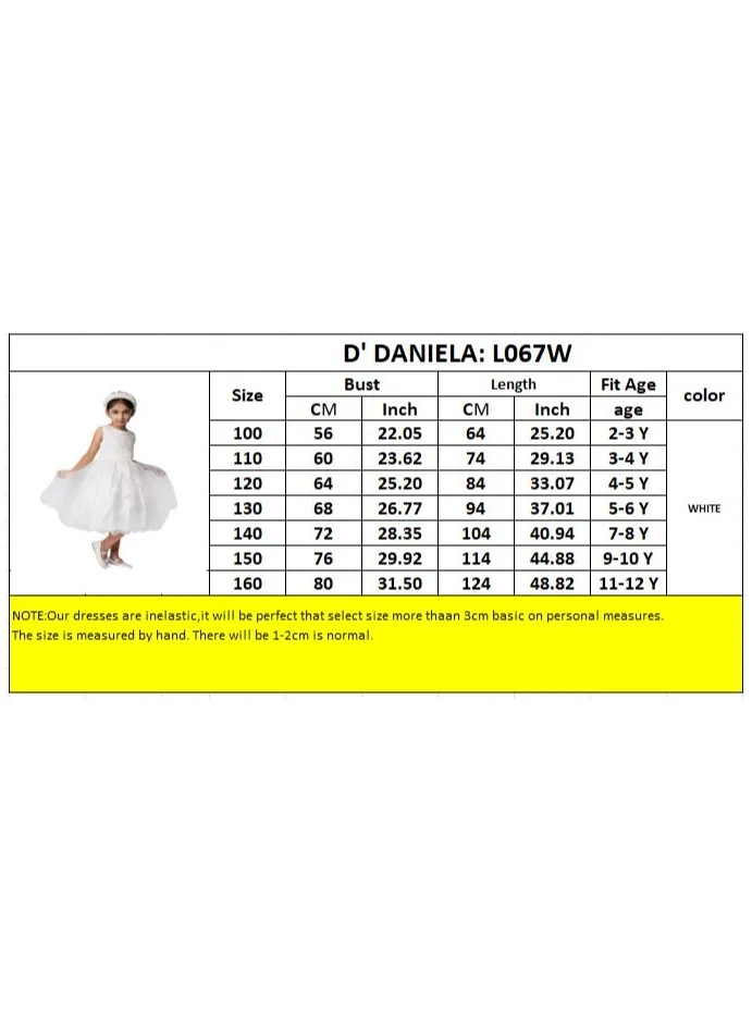 D'Daniela Sparkly Sequins and Flower Dress White