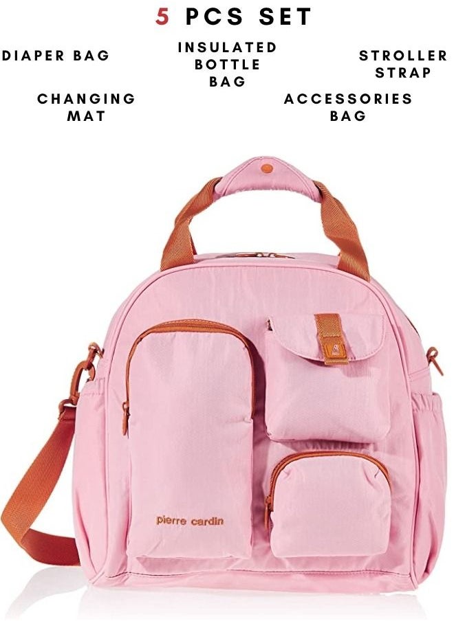 pierre cardin - Diaper Bag Set of 5 comes with a changing mat bottle warmer and waterproof compartment for wet and grubby items and is made of skin friendly materials - Image 1