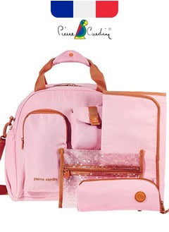 Diaper Bag Set of 5 comes with a changing mat bottle warmer and waterproof compartment for wet and grubby items and is made of skin friendly materials