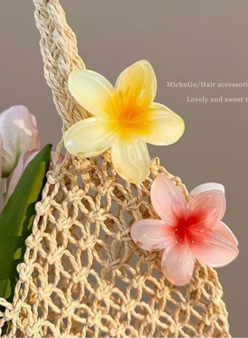 Flower Hair Clip, 6 Pcs Hawaiian Plumeria Claw Clips, Matte No Slip Cute Wedding Bridesmaid Catch for Thick Thin - Image 4