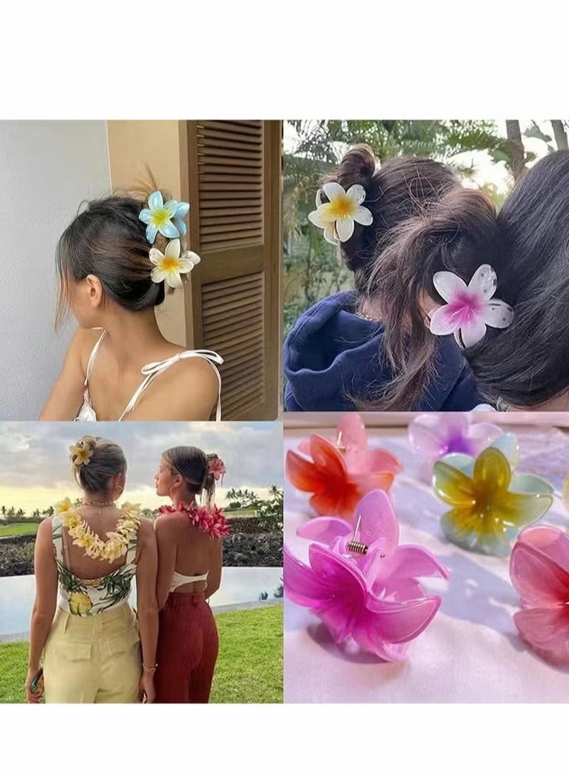 Flower Hair Clip, 6 Pcs Hawaiian Plumeria Claw Clips, Matte No Slip Cute Wedding Bridesmaid Catch for Thick Thin - Image 2