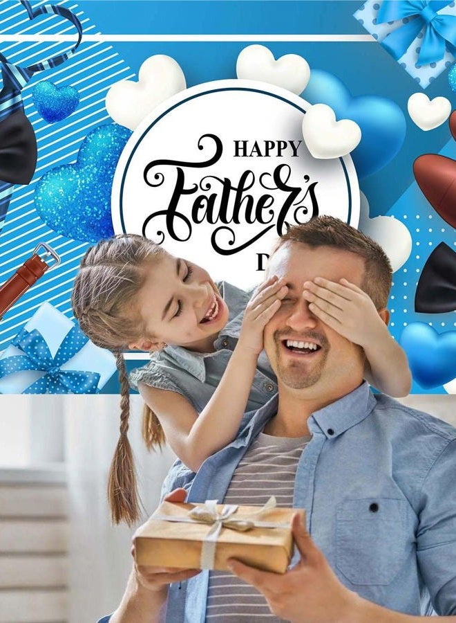 WANGRJ Happy Father's Day Backdrop Blue White Heart Stripe Tie Father's Day Party Background I Love Dad Thank You Daddy Man Festival Family Photography Decoration Supplies 7x5FT - Image 5